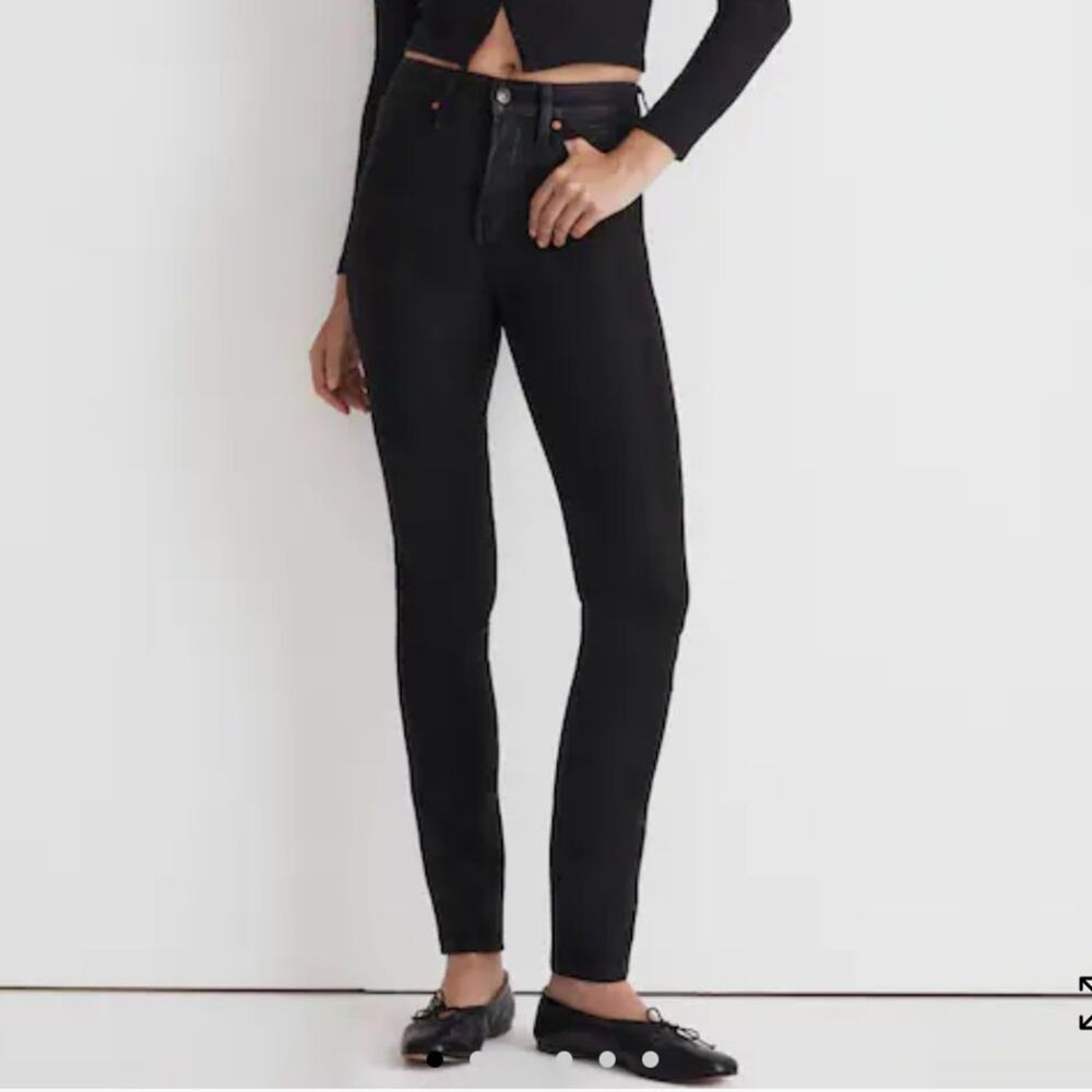 NWT Madewell Stovepipe Jeans in True Black Wash: Coated Edition